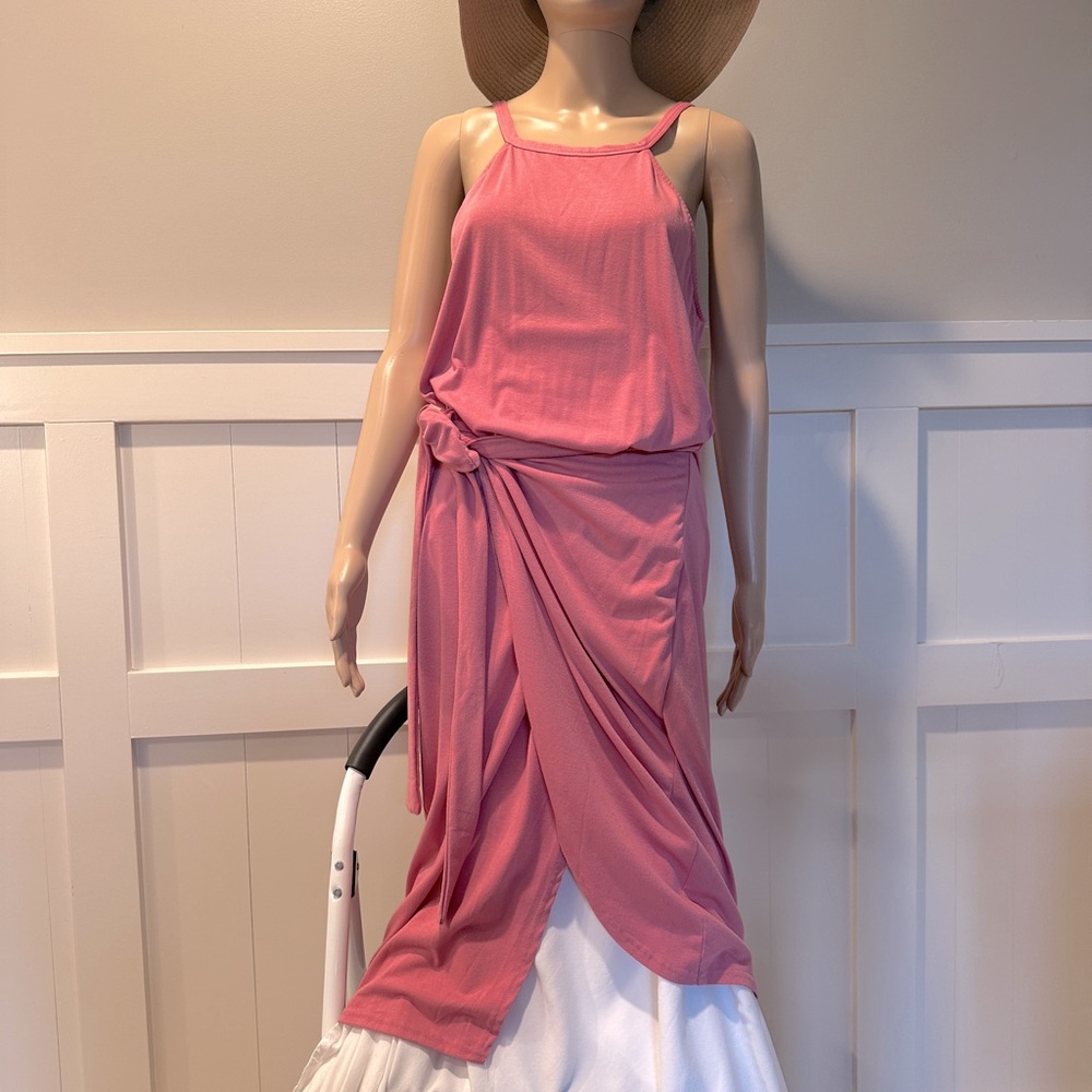 XL pink midi wrap dress